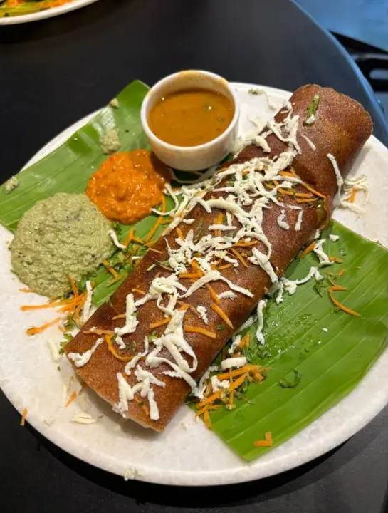 Dosa on a banana leaf