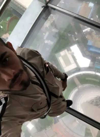 Looking up from the glass floor