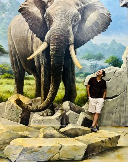 Eye to eye with a painted elephant