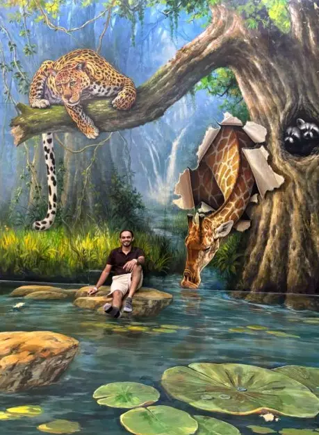 A painted jungle pool